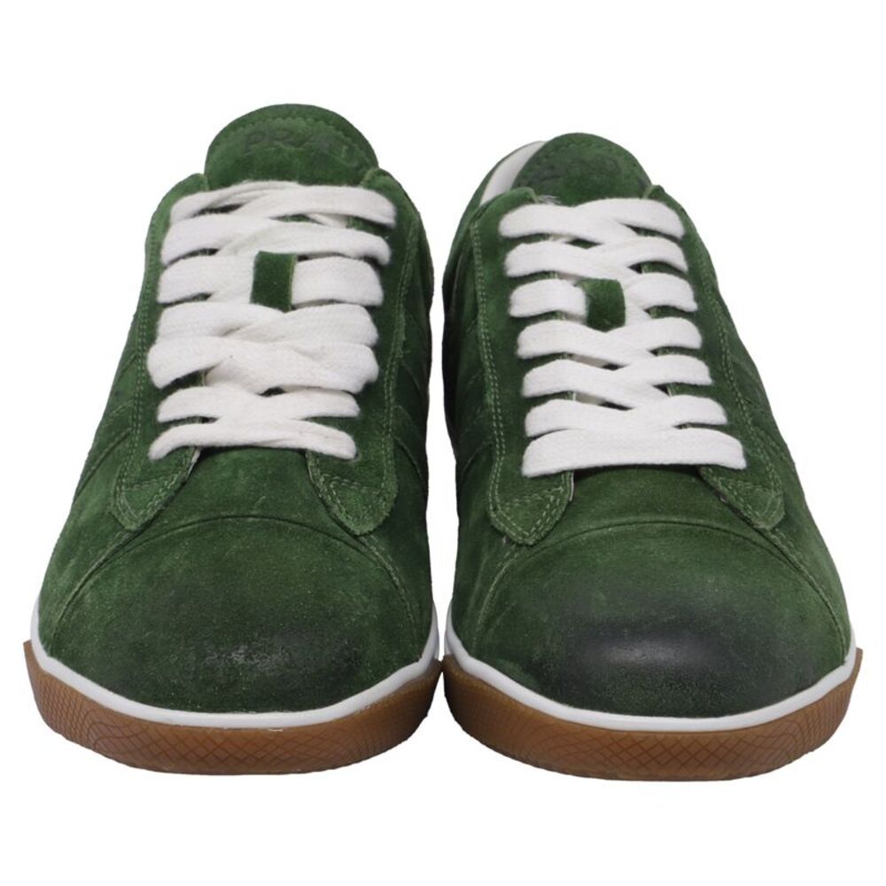 Prada Sport Cap-Toe Sneakers in Olive Suede - Picture 3 of 12